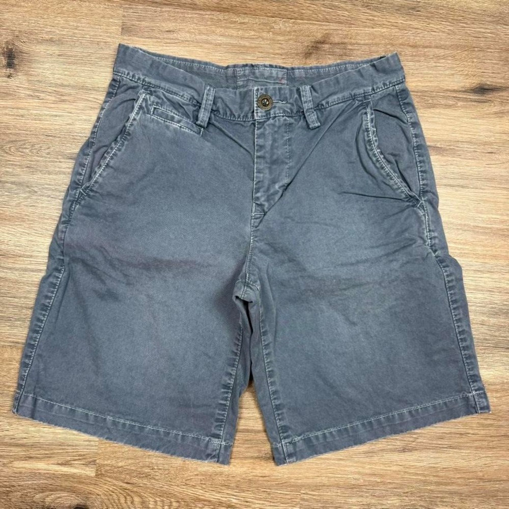 grey blue washed american eagle prep fit chino shorts